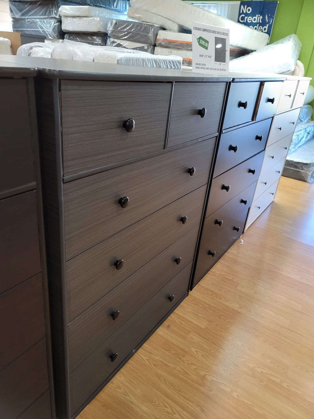 6 Drawer Compress Wood Dresser 
