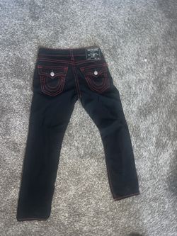 True Religion, Black Pants, Red Stitching