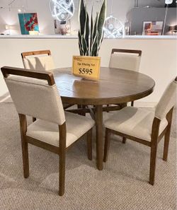 5-Piece Round Dining Table and Chair Set ( Modern Home Furniture)