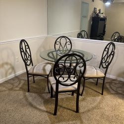 Glass Table With 4 Chairs