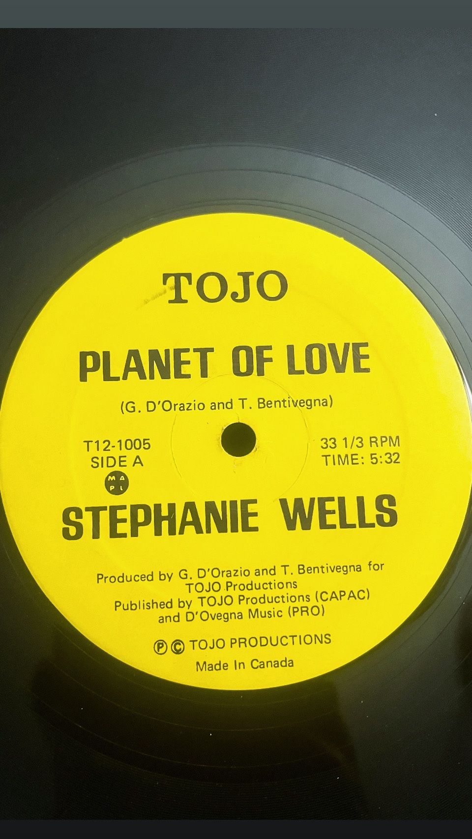 PLANET OF LOVE -Stephanie Wells 12’ RECORD 80’S HIGH ENERGY 80’S DISCO