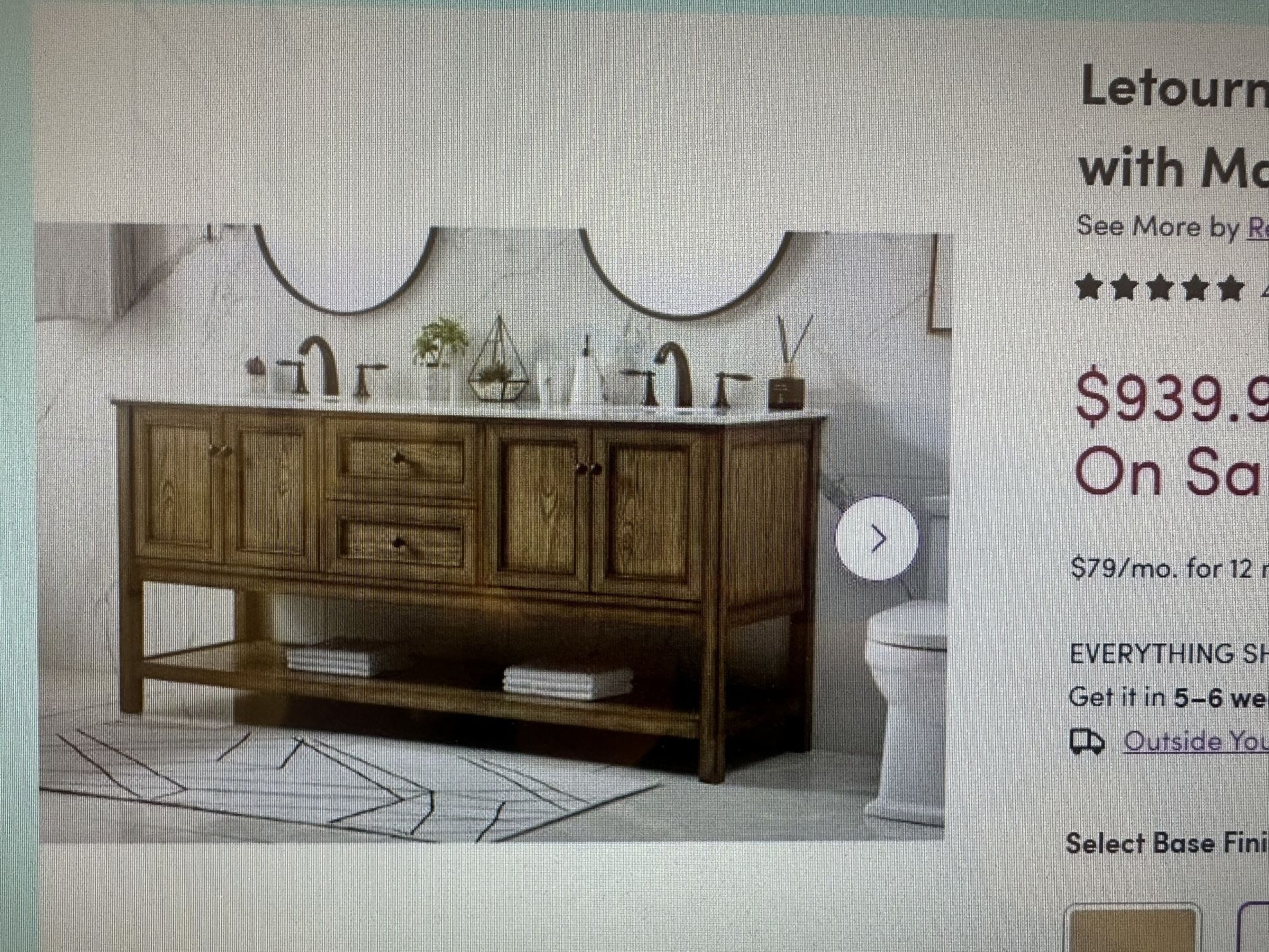 Bathroom Vanity, 72”