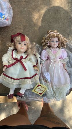 Two OLD GLASS dolls