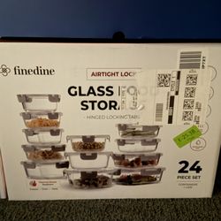FineDine 24 Piece  Glass Meal Prep Containers Glass
