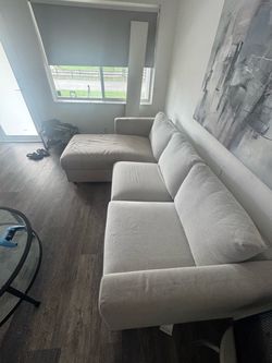 Light Grey Fabric Sectional Sofa with Chaise