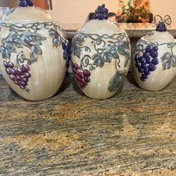 Grape Vine Ceramic Canister Set – $20