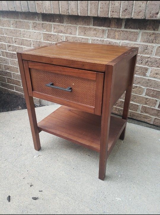 Brown 1 Drawer With Shelf Night Stand End Table