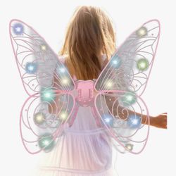  Angel Butterfly Wings Light Up, Light Up Moving Butterfly Wings with LED Lights and Music, Halloween Dress Up