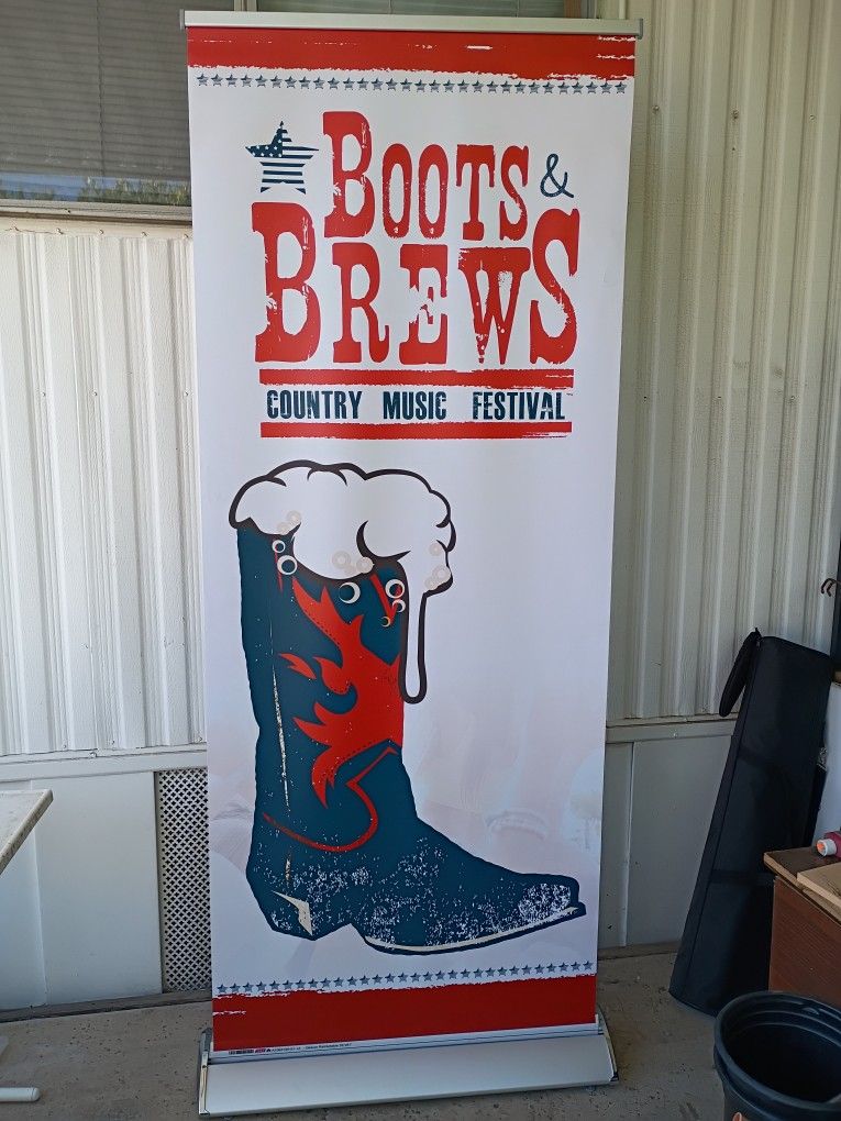 Boots and Brews Music Festival Pop up banner.