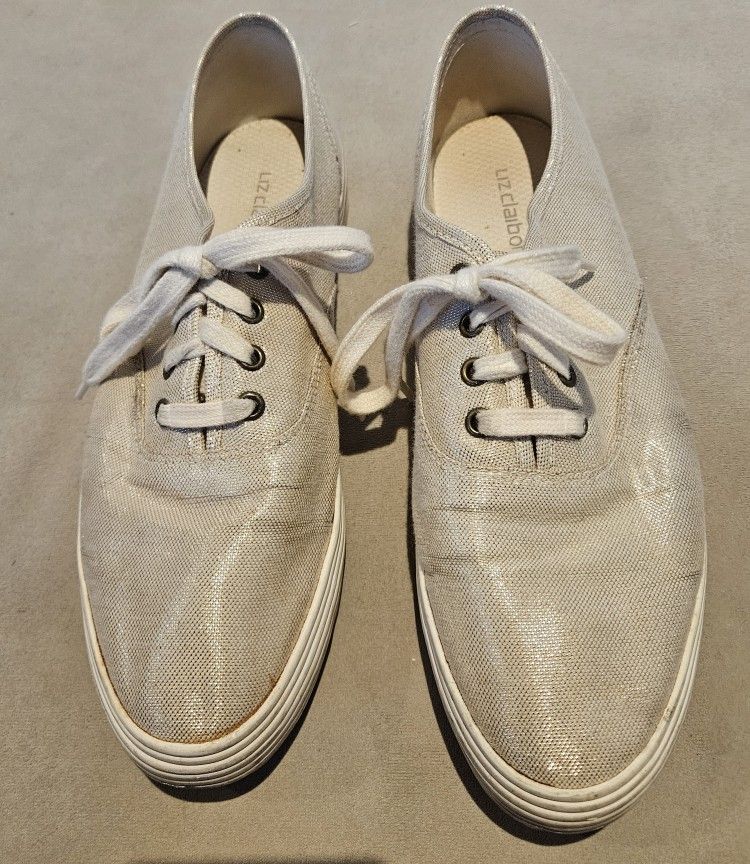 Liz Claiborne Canvas Tennis Shoes Fabric Flat Sneakers Womens 9.5 M Casual