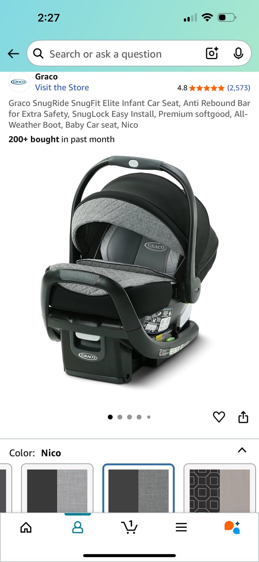 Graco SnugRide snug fit Infant Car seat