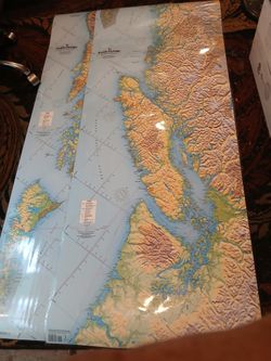 2 Laminated Topographic Maps Of North And South Puget Sound