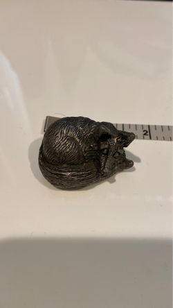 Vintage small pewter fox