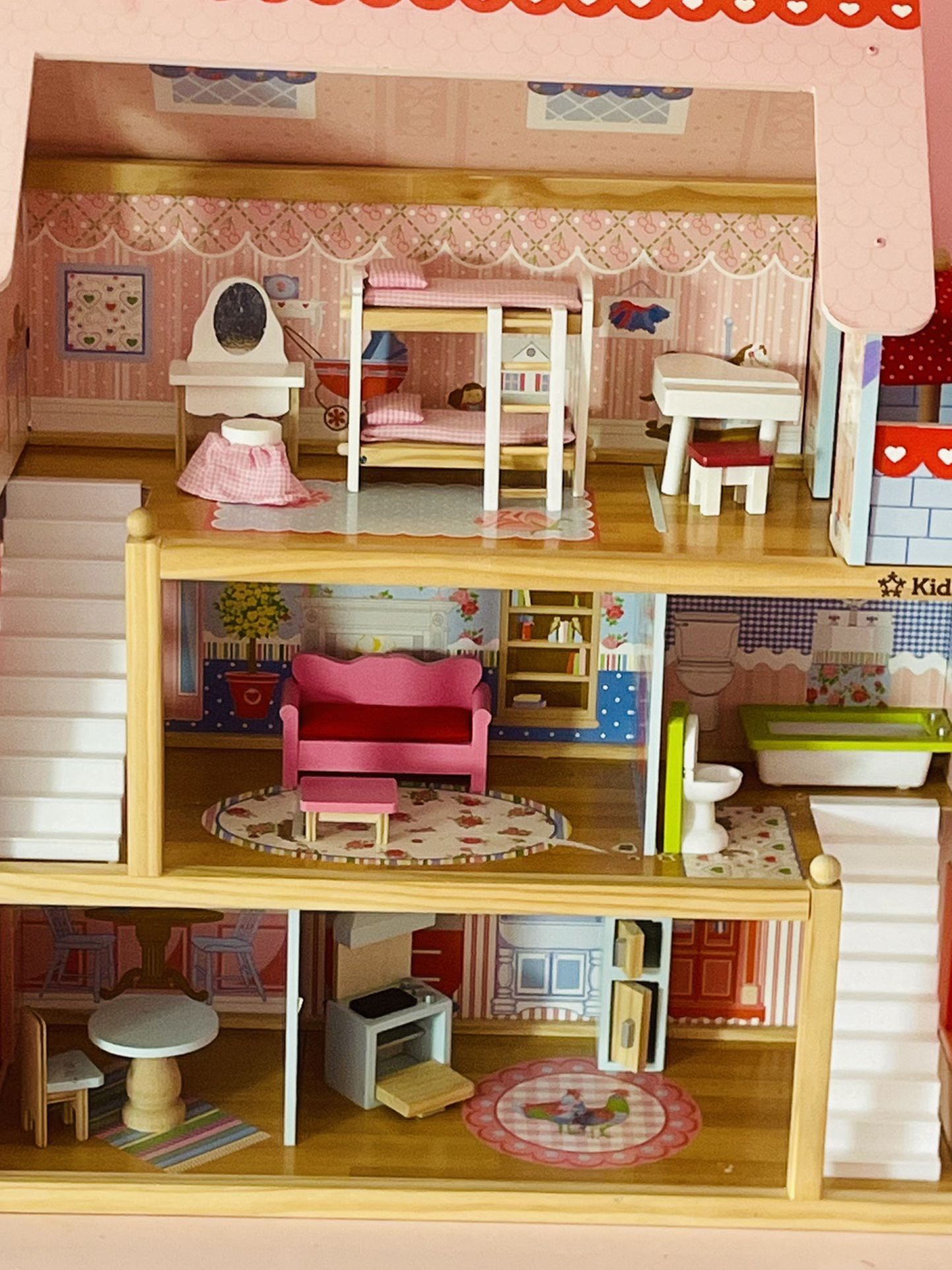 Doll house with table & stool