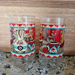 Southwest Native American Print Drinking Glasses Set of 2