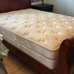 Queen Solid Wood Bed Frame and Saatva Organicotton Mattress and 