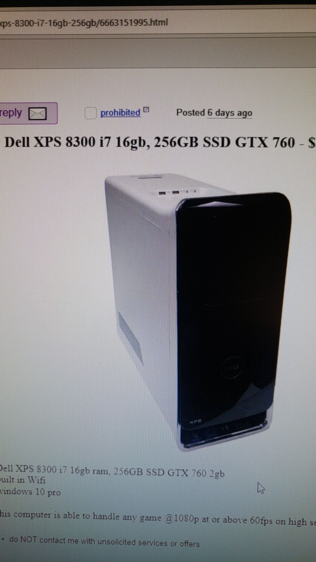Dell xps 8300 i7 16gb ram 256gb ssd gtx 760