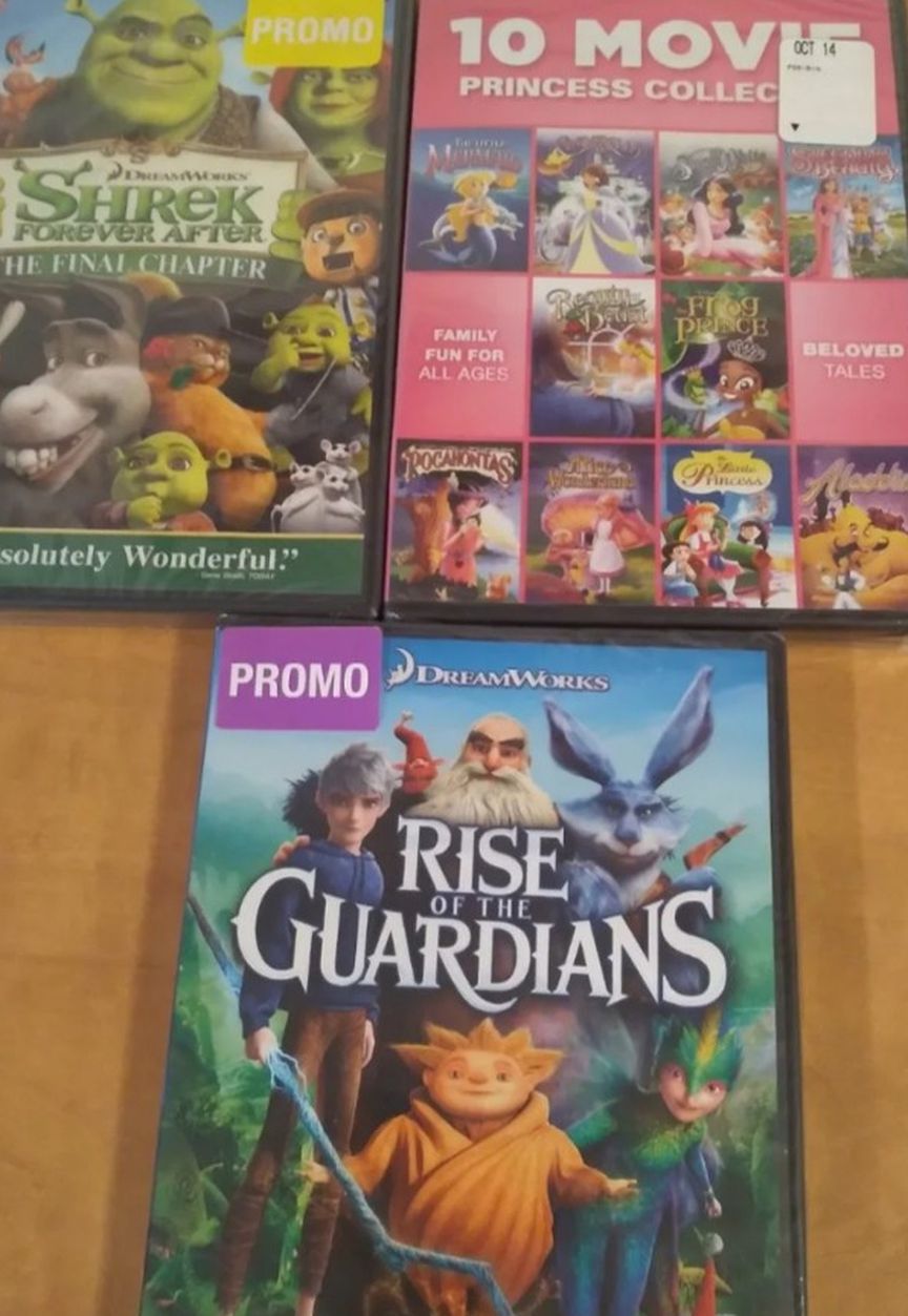 New Kids DVD lot princess 3 new sealed DVD Princess collection, shrek, rise of guardians