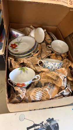 Fine china vintage cups saucers glass