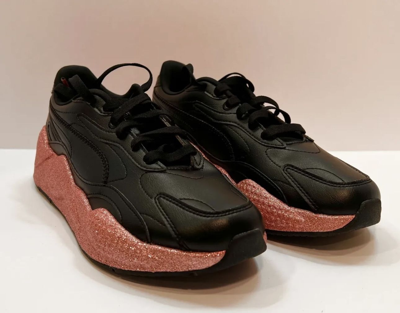 PUMA Women's RS-X³ Glitz Sneakers 372647-02 Black/Pink Sz.6