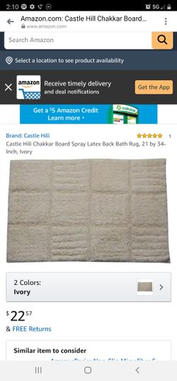 Castle Hill Chakkar Board Spray Latex Back Bath Rug, 21 by 34-Inch, Ivory