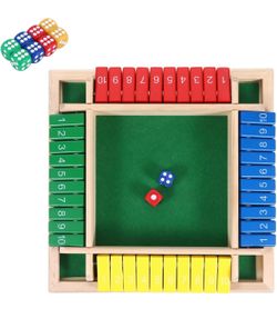 Shut the Box Game Wooden (2-4 Players) with Dices for Classroom, Home, (Small 1 Pack)