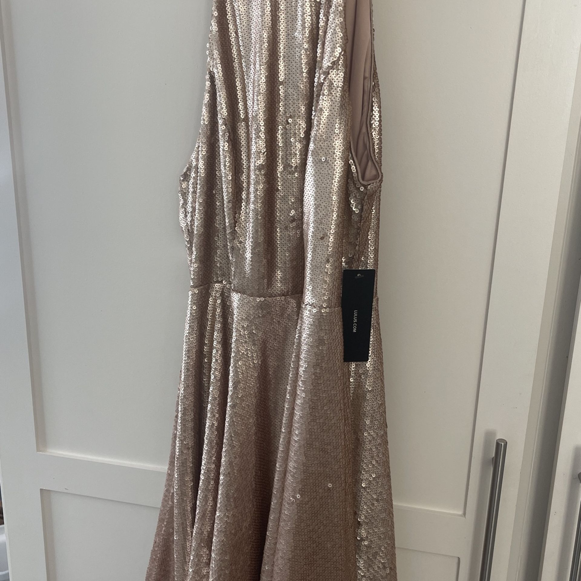 Lulus Champagne Sequined Dress Size L