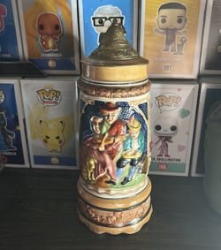 Oktoberfest Stein Music Box with Opening Metal Top with Hand painted Ceramic