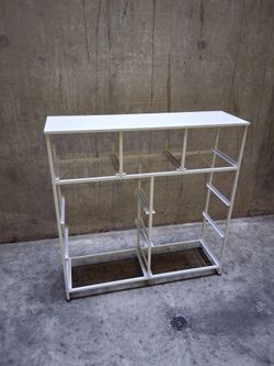 White Metal Frame Storage Rack/Organizer with Slide Rails