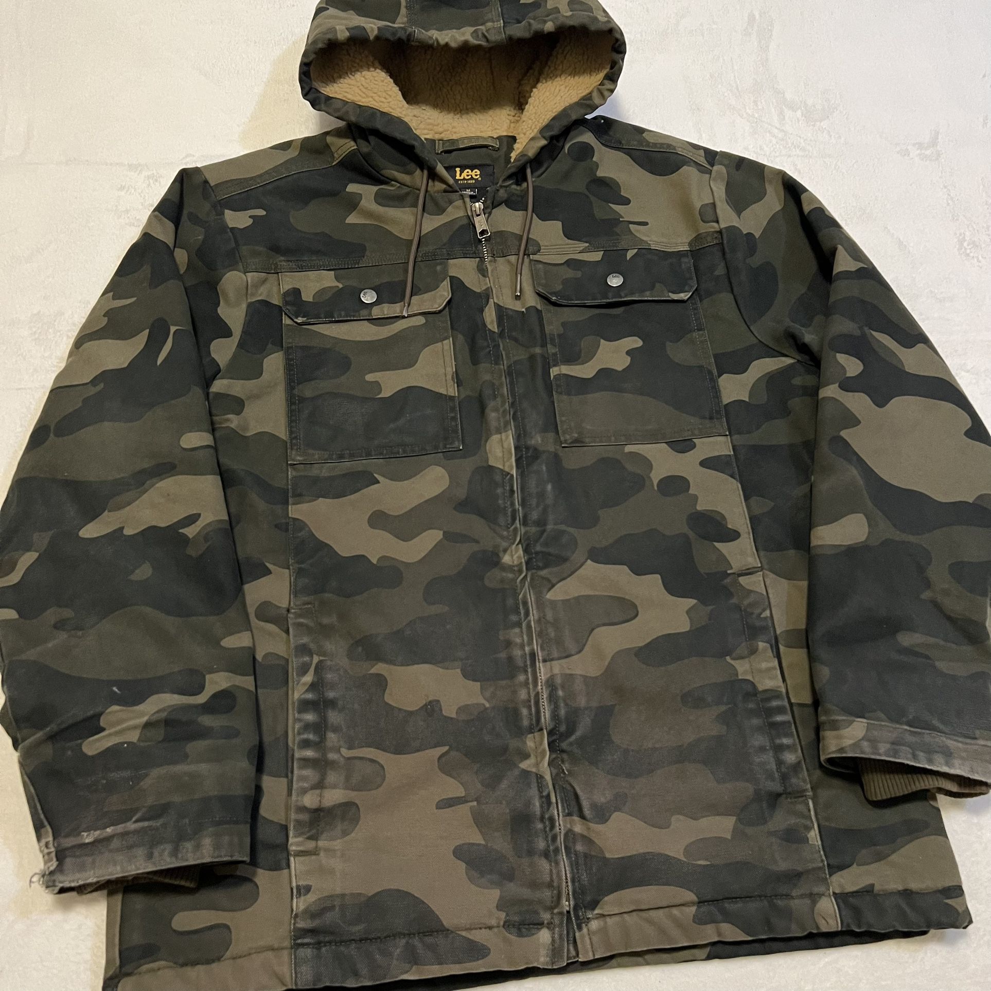 Vintage Lee Camo Sherpa-Lined Jacket Western Men’s Size Medium Grunge