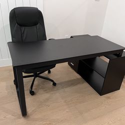 Black Office Desk With Chair