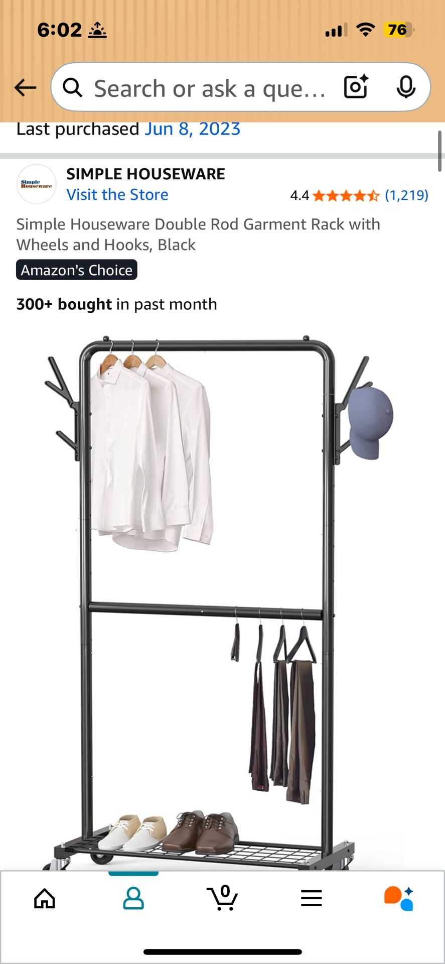 Clothing rack (two levels)