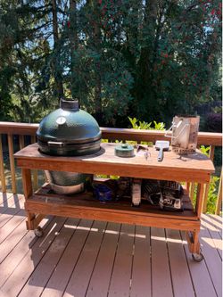 Large big green egg plus table and accessories