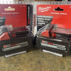 MILWAUKEE M18 2 HIGH OUTPUT BATTERIES. XC 6.0  (( Read Below )) 