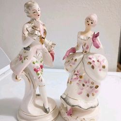 Vintage Porcelain Victorian Man & woman Figurine By Wales