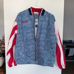NEW Adidas Blue USA Denim Graphic Track Top Jacket - Men’s Large 2026 World Cup