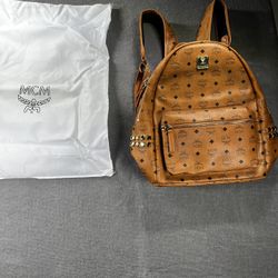 MCM Large Backpack In Brown And Tan