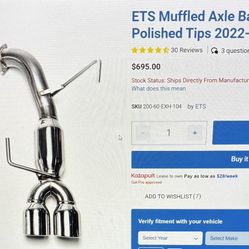 ETS Muffled Axle Back 2022-2024  Wrx VB 