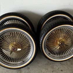 22” Gold And Chrome Spokes W/ Vogues 