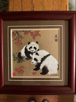 China Shu Brocade Silk Embroidery Panda Art