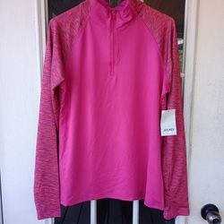 Jockey Sport Performance Shirt Top Size Large Pink Long Sleeve NWT 