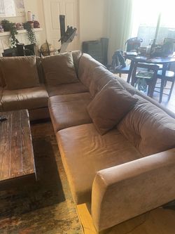 Comfy L Shaped Couch w/ arm chair - fits the whole gang