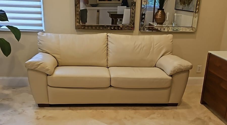 IKEA LEATHER SOFA BEIGE