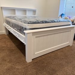 New White Full Bed With Pillow Top Mattress 
