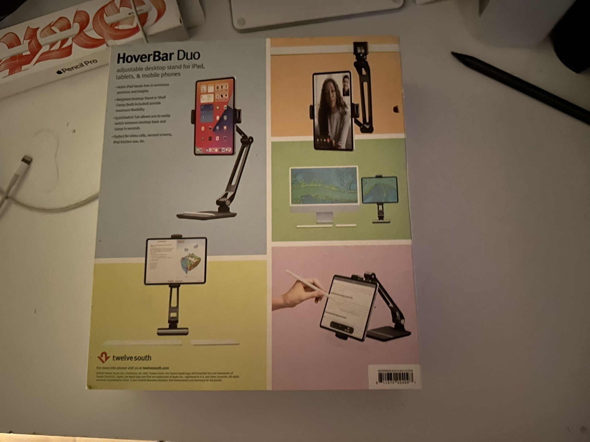 Twelve South Hover Bar Duo Adjustable Desktop Stand 1x Stylus And