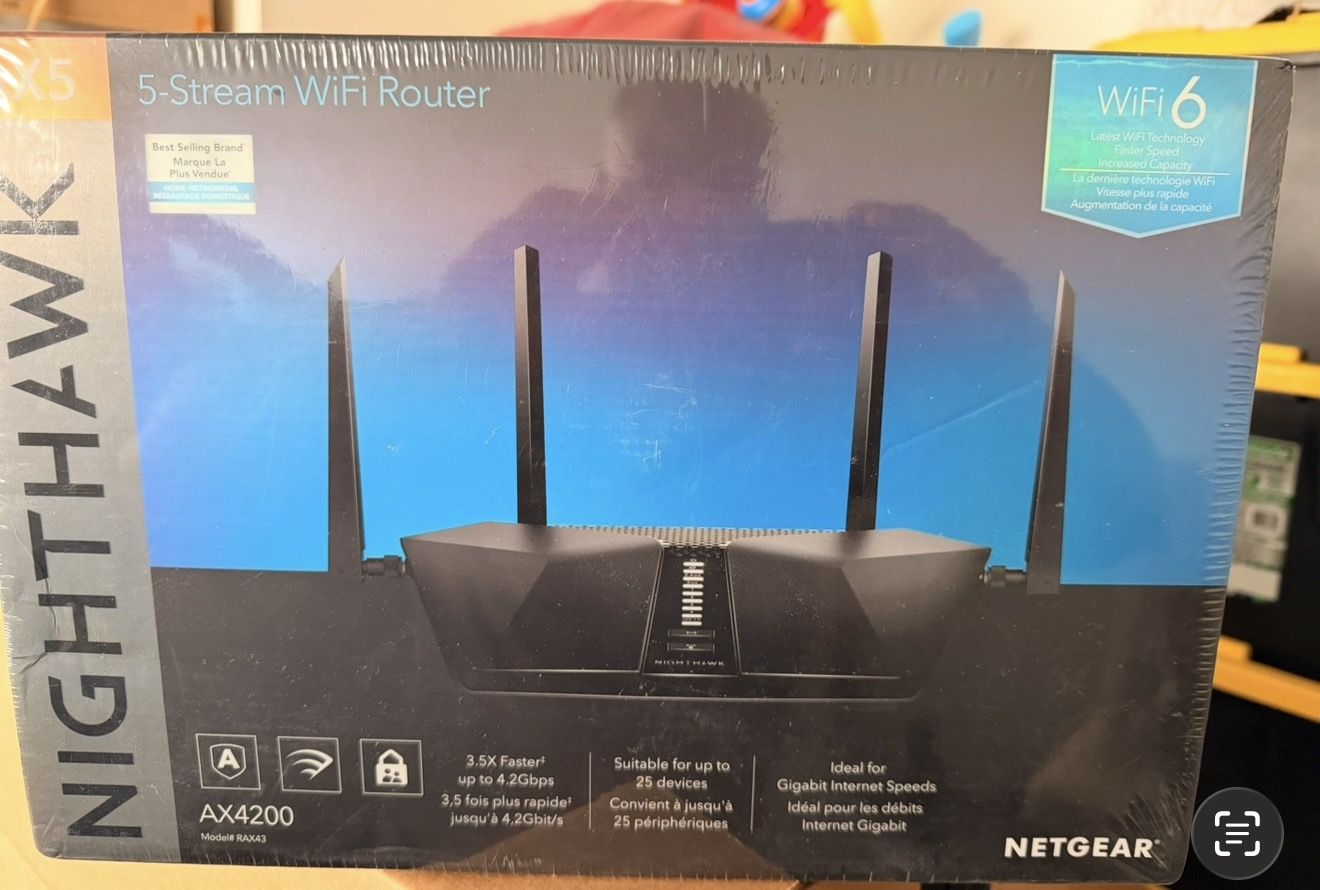 Brand New NETGEAR Nighthawk AX5 (AX4200) WiFi 6 Router – Factory Sealed 