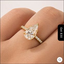 Moissanite Ring 2.8 CT Pear Cut