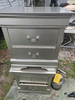 Two small dressers or night stands. Silver or chrome