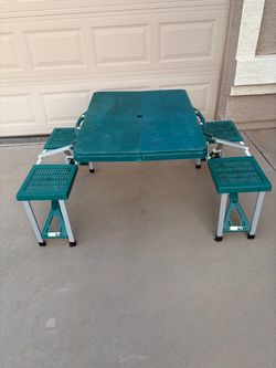 Portable Folding Picnic Table with Attached Seats