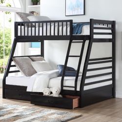 TWIN/FULL wood bunk bed come NEW IN BOX, mattress sold separately